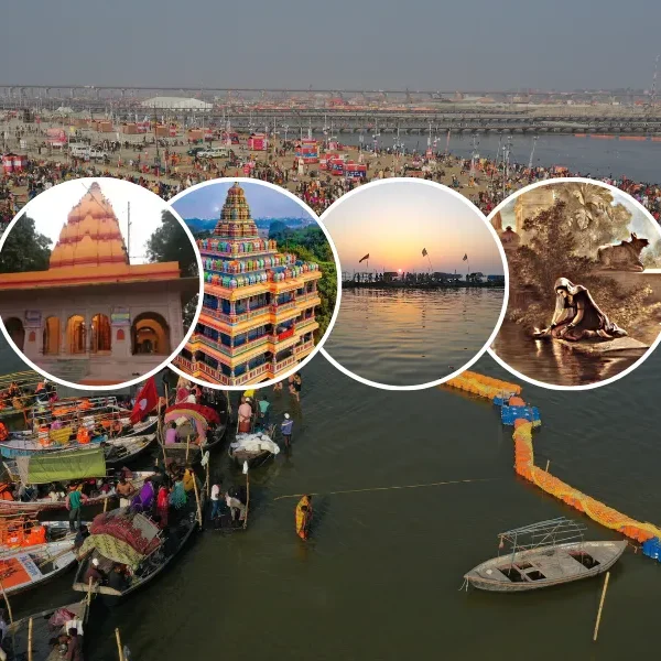 Prayagraj Triveni Sangam river confluence view